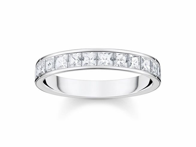 Thomas Sabo Ring TR2358-051-14-60 aus Sterling Silber mit weißen Zirkonia, Größe 60, eleganter und glitzernder Ring mit klaren Steinen für eine stilvolle Ausstrahlung.