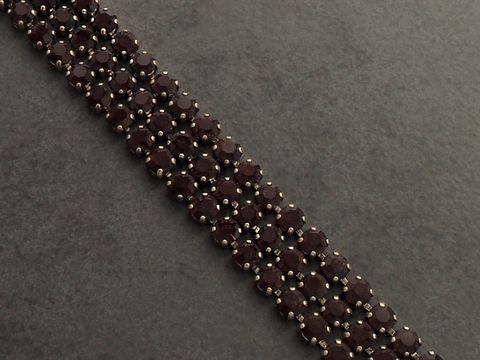 Strass Armband - feminin - GRANATROT - 18,5 cm - goldfarben