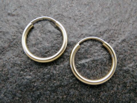 Gold Creolen 1,5 cm - Gold 585 - 2 mm - Ohrringe