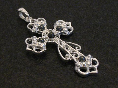 Silber Kreuz mit Hämatit - Anhänger Sterling Silber