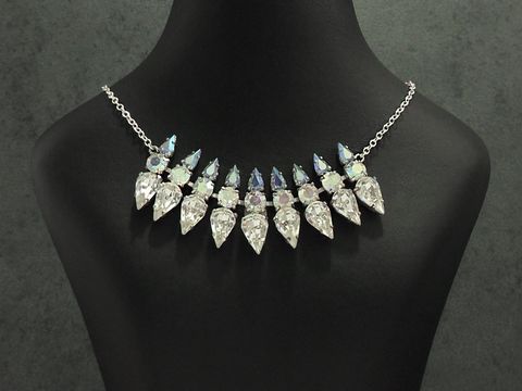 Strass Collier Kette großartig - bunt-schimmer 38-45 cm - STRASS