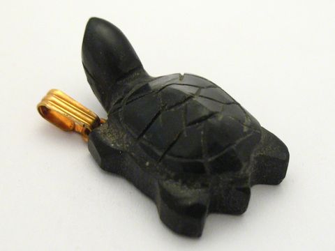 Schildkröte - Onyx Anhänger - goldfarben