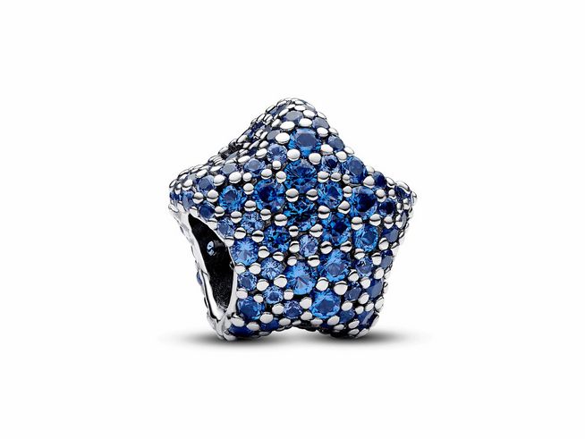 Pandora 793026C01 - Auffälliges Pavé-Stern Charm - Sterling Silber - Kristall Blau