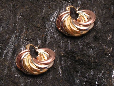 Ohrringe - tricolor - Gold 585 Ohrstecker - 23,8 mm