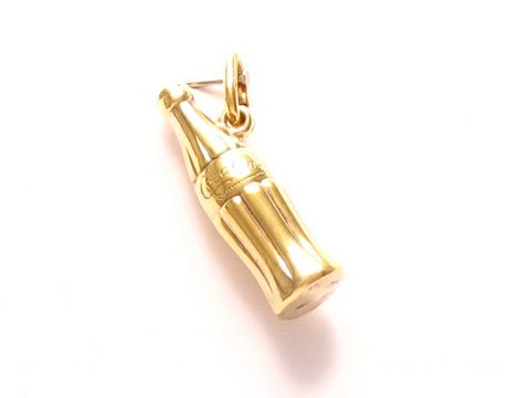 Cola Flasche - Anhänger mit Gold Auflage (Doublé)