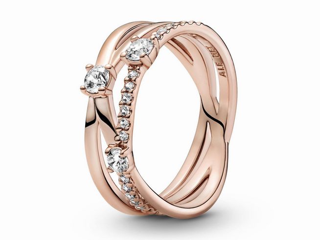 Pandora Rosé 189400C01-52 Funkelnder Triple Band Ring - Zirkonia Gr. 52