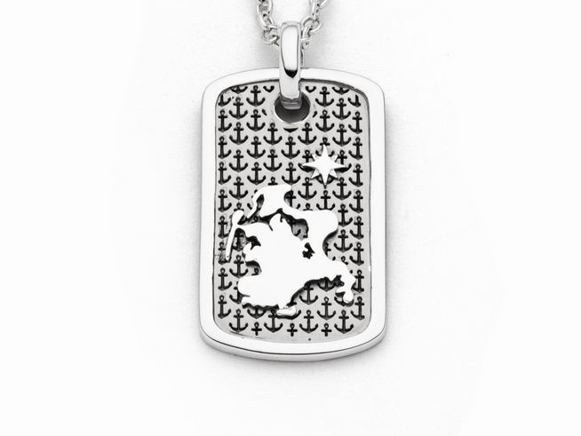 DUR Dogtag P4560 - Sterling Silber Anhänger Rügen - rhodiniert