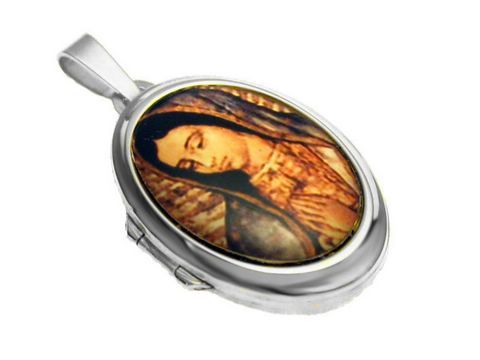 Heilige Maria Medaillon - Cabochon - Weißgold 585