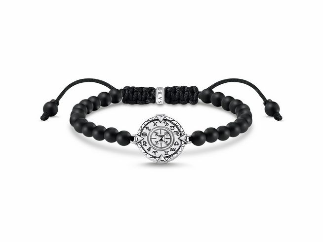 Thomas Sabo Armband A2009-704-11-L22V Sterling Silber geschw. - Obsidian - 22 cm verstellbar