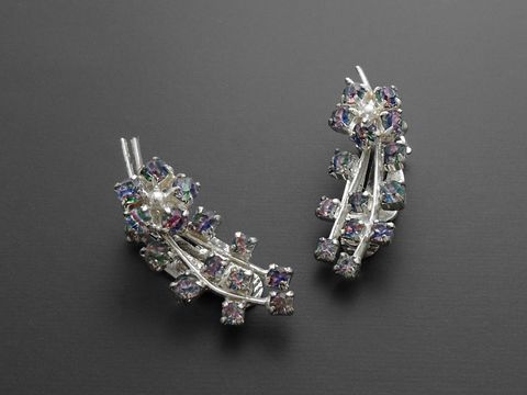 Strass Ohrclip - überwältigend - bunt - Strass Schmuck