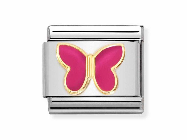 Nomination 030285 62 CLASSIC SYMBOLE - Edelstahl - Emaille & Gold 750 - Schmetterling - Magenta