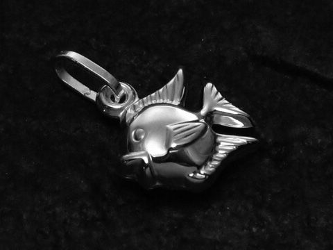 Fisch - polierter Sterling Silber Anhänger