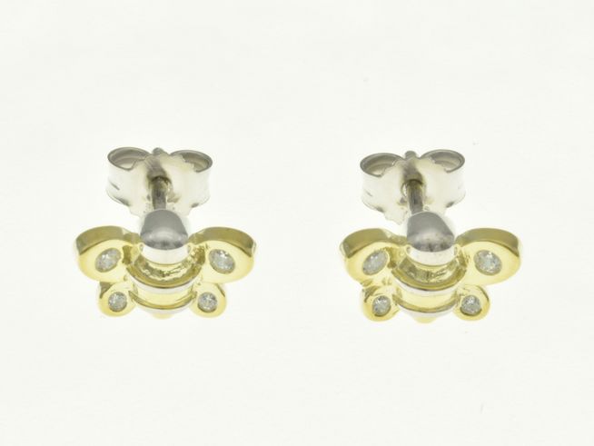 Bienen Ohrstecker - Sterling Silber rhodiniert - Bicolor vergoldet - Zirkonia