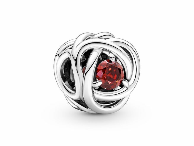 Pandora echte rote Eternity Kreis Charm - 790065C01 - Silber - Kristall - Rot