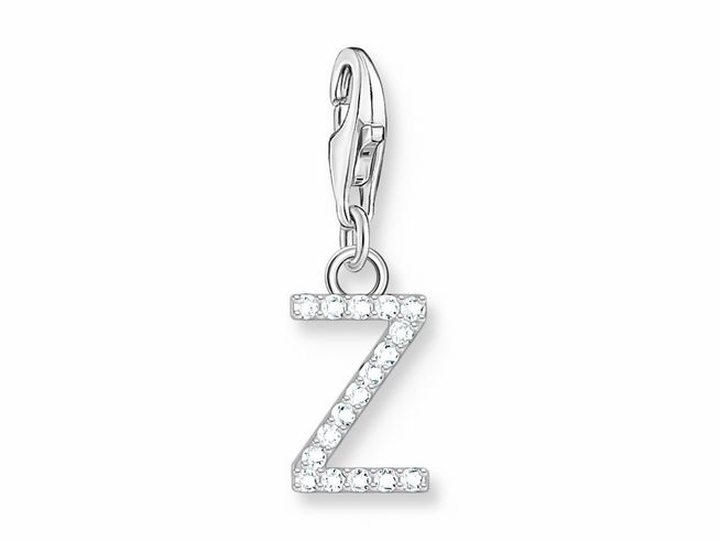 Thomas Sabo 1963-051-14 Charm-Anhänger - funkelnder Buchstabe Z - Silber & Zirkonia - Weiß