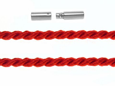 Kordel gedreht 15 cm - ROT - 3 mm - Silber Bajonett