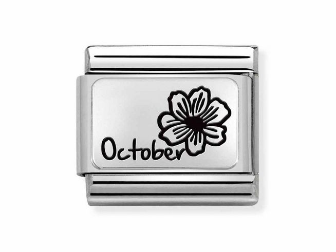 Nomination Classic Silber 330112 22 - Edelstahl - Sterling Silber charm - Monatsblumen Oktober