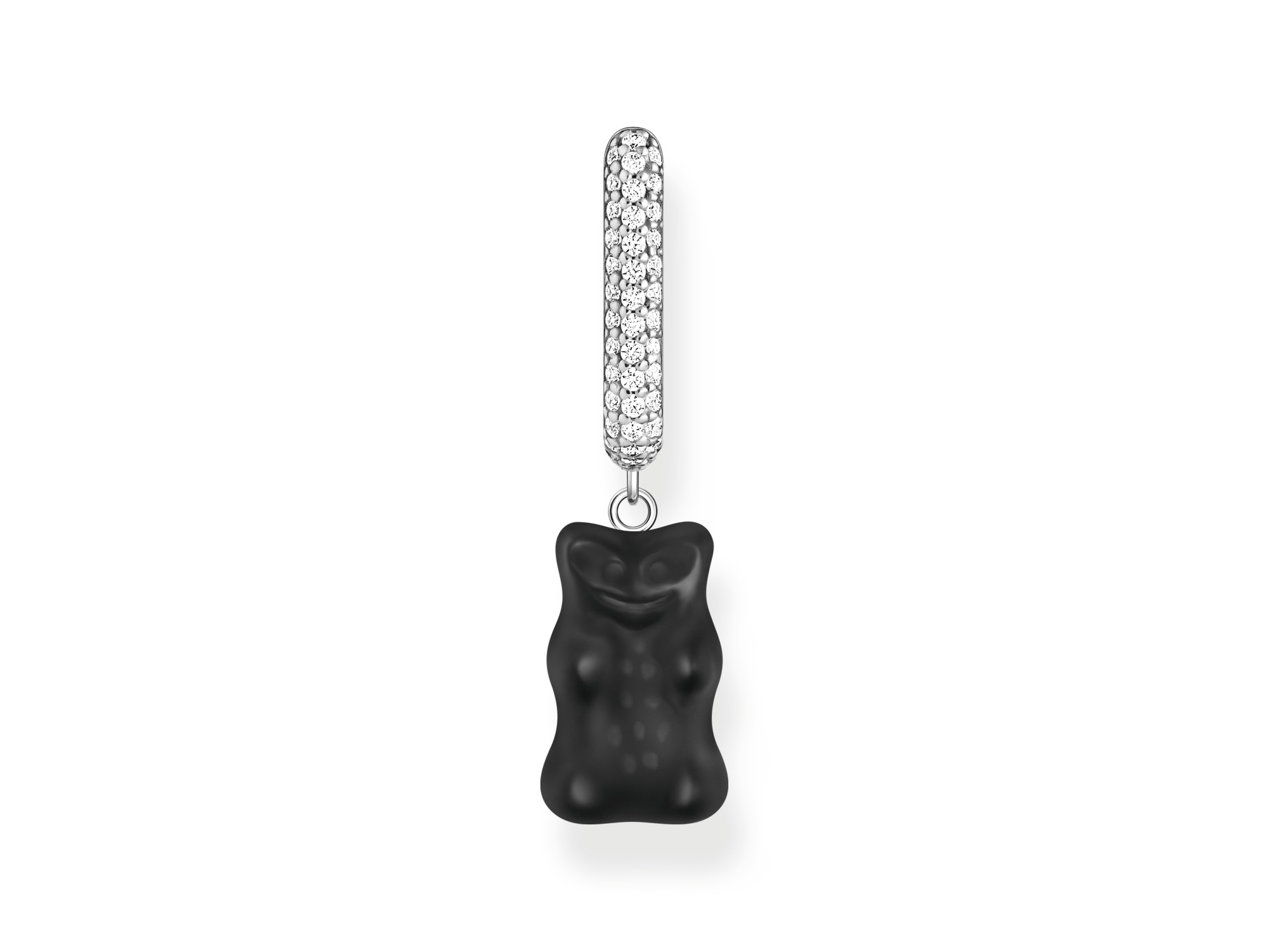 Thomas Sabo CR727-052-11 HARIBO Goldbär Gummibärchen Einzel Creole in Schwarz und Silber mit Zirkonia, stilvolles Schmuckstück für Liebhaber des Besonderen.