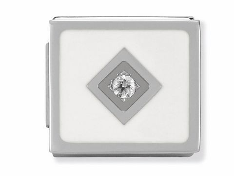 Nomination Ikons SYMBOLS - Emaille - Weiß Raute mit weißen Zirkonia - 230306 01