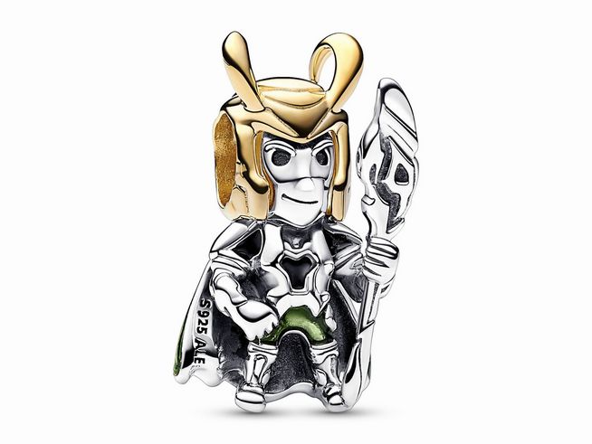 Pandora 762764C01 - Marvel Loki Charm - Sterling Silber & Gelbgold Vergoldung - Emaille Grün