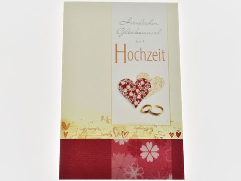 Hochzeitskarte - Herzen und Ringe