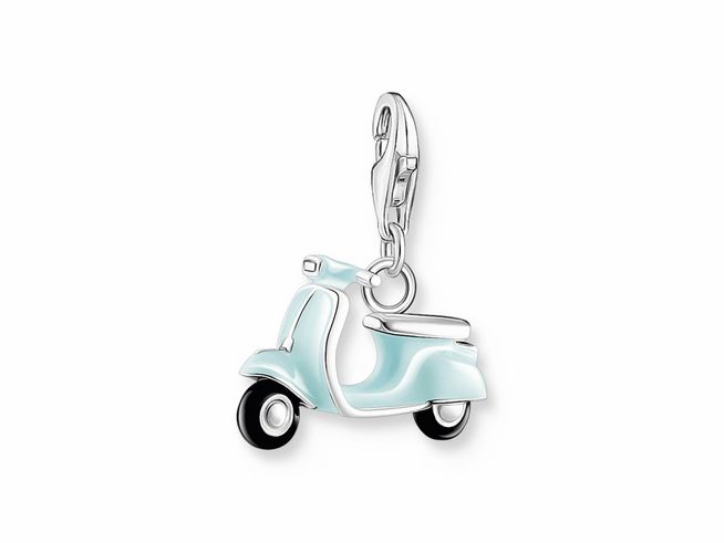 Thomas Sabo 1937-041-7 Charm-Anhänger - Silber + Emaille + Zirkonia - Motorroller im Vintage-Stil