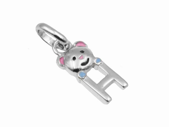 Anhänger Teddy Buchstabe H - 925 Sterling Silber - poliert - rhodiniert