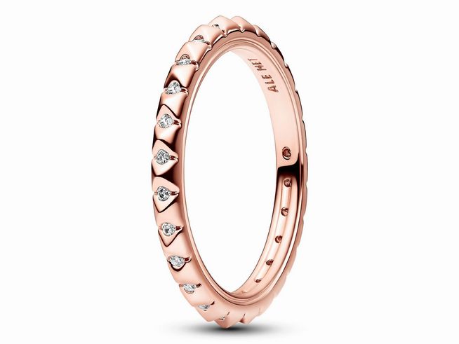 Pyramidenring aus roségold vergoldetem Metall mit Zirkonia-Steinen in Größe 64, elegant und schick, ideal für besondere Anlässe oder als modisches Accessoire.