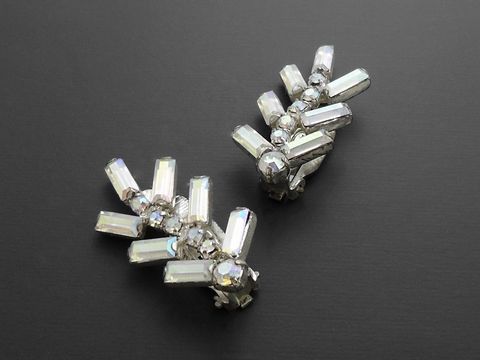 Strass Ohrclip - pompös - bunt-schimmer - Strass Schmuck