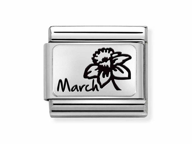 Nomination Classic Silber 330112 15 - Edelstahl - Sterling Silber charm - Monatsblumen März