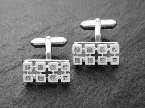 Manschettenknöpfe silberfarben Retro - rhodiniert - cufflinks