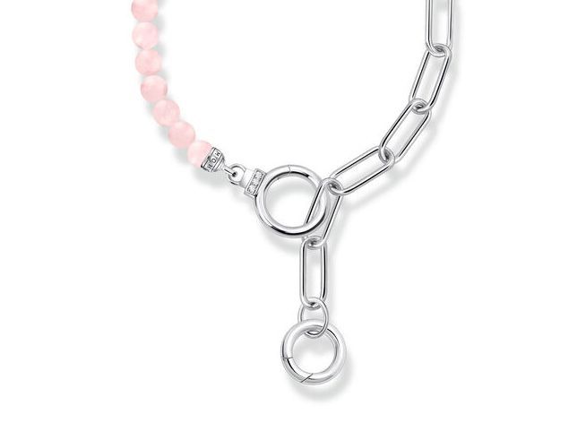 Thomas Sabo KE2193-035-9-L47v Kette - Gliedercollier mit Rosenquarz - Beads - Silber & Rosenquarz & Zirkonia - Rosa-Pink - 42 bi