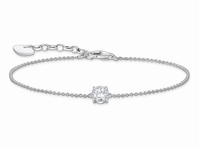 Thomas Sabo Essentials A2156-051-14-L19V Armband - mit großem Zirkonia - Silber & Zirkonia - Weiß - 16 bis 19 cm