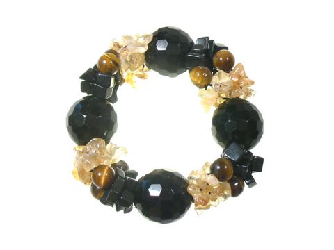 Armband mit echten Steinen - Onyx Tigerauge + mehr