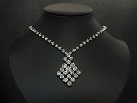 Strass Collier Kette - meisterhaft - weiß 41-45 cm - Strasskette