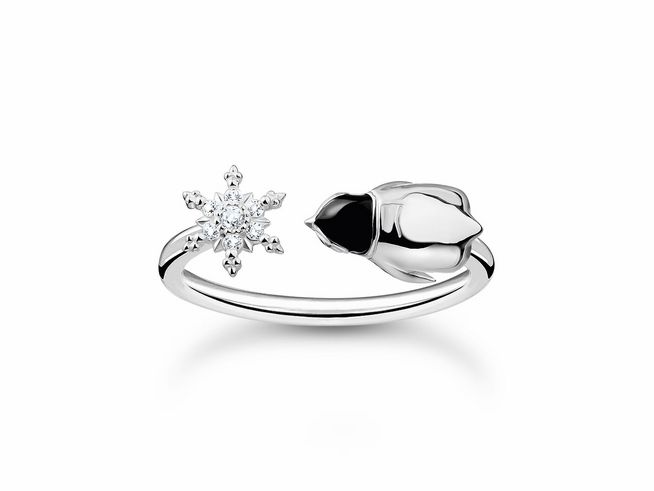 Thomas Sabo TR2416-041-7-56 - Ring - Sterling Silber - Kaltemail + Zirkonia - Pinguin mit Schneeflocke - Gr. 56