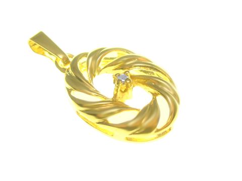 Gold Anhänger - Gold + Diamant 0,005 ct - poliert