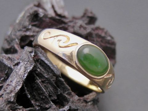 Goldring - nobel - Gr. 60 - Jade - Gold 333