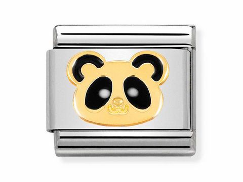 Nomination Classic 030248 18 - Panda-Kopf - Emaille & Gold
