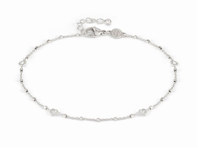 Nomination Anklets Fußkette 241001 22 - Silber rhodiniert - Zirkonia Weiß - 23 - 26 cm - Fußkettchen