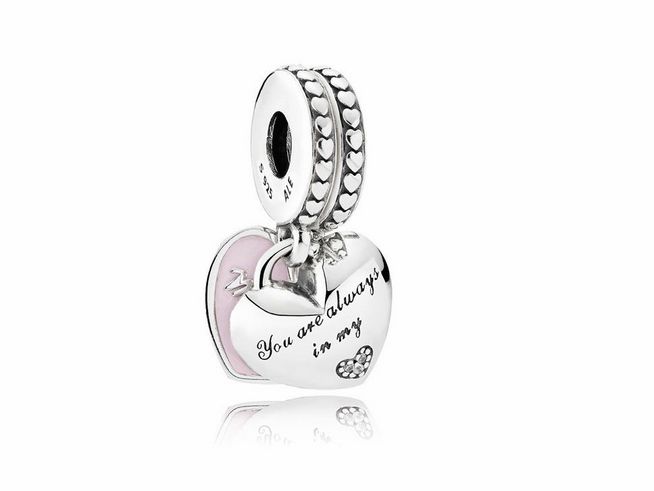 Pandora 792072EN40 - Mother & Daughter Hearts Charm-Anhänger - Sterling Silber - Zirkonia + Emaille Pink