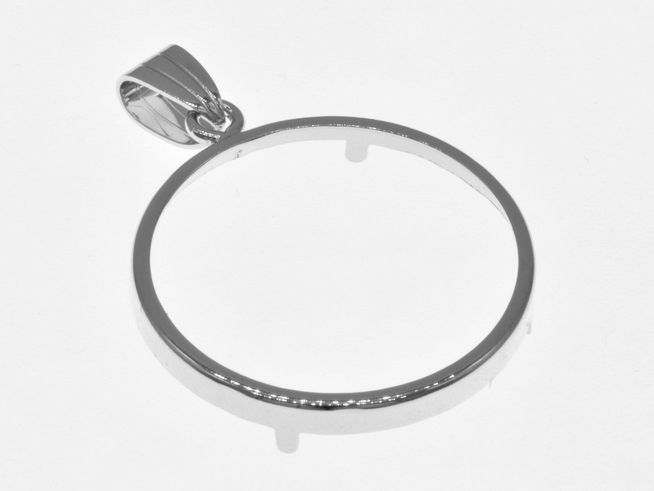 Münzfassung Anhänger - schlicht - 28 mm max. Münzen Durchmesser - 925 Sterling Silber rhodiniert