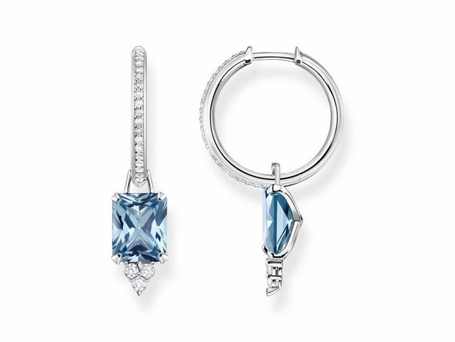 Thomas Sabo CR672-059-1 Creolen - Silber + synth. Spinell + Zirkonia - blau - Oktagon