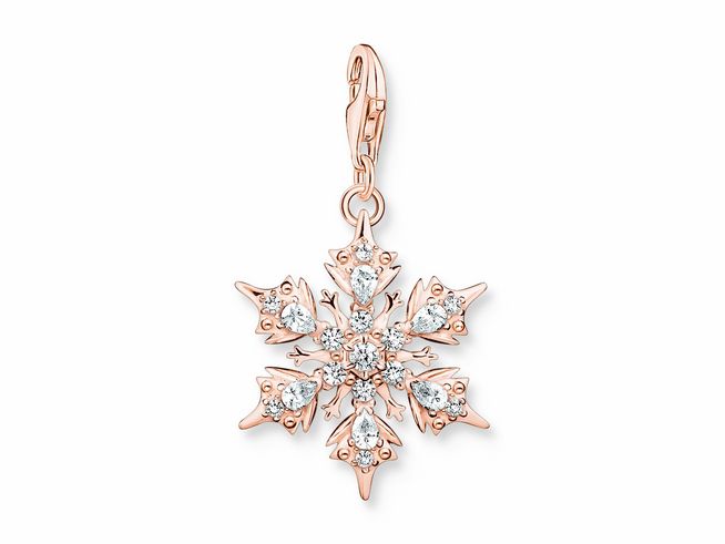 Thomas Sabo 1903-416-14 - Charm-Anhänger - Sterling Silber - vergoldet Roségold + Zirkonia - Schneeflocke