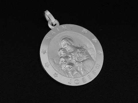 SAINT JOSEPH - Silber Anhänger - 925 Sterling Silber rhodiniert - Rund