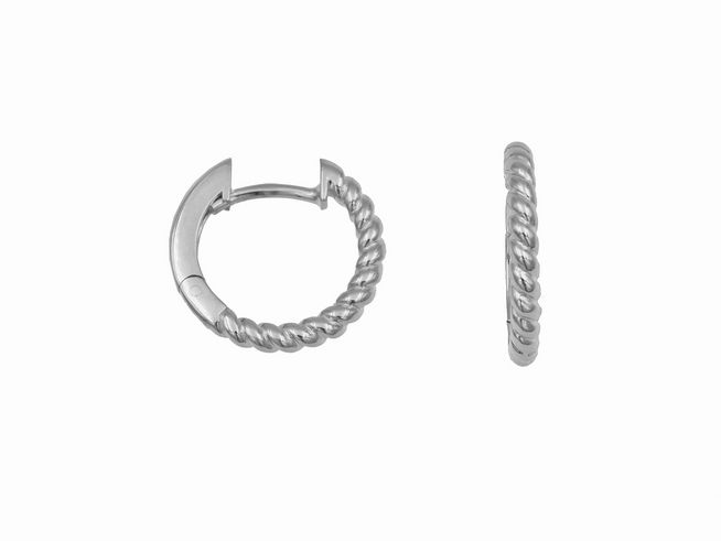 Creolen 1,5 cm Sterling Silber rhodiniert - gekordelt