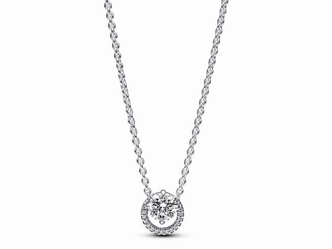 Pandora 391174C01-45 - Funkelnder Runder Strahlenkranz Collier-Halskette - Silber - Zirkonia klar - 45 cm