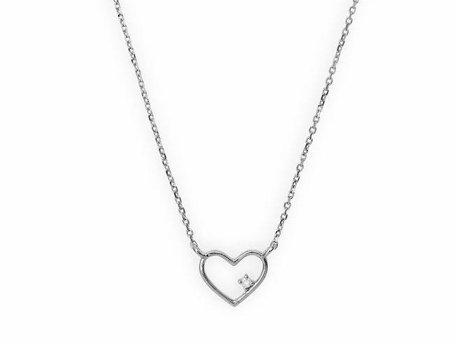 Xenox Weißgold Kette XG4209 - 42 cm - HEART - Karreekette 375 Weißgold