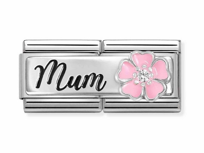 Nomination Classic Silber 330734 18 - Mum mit Blume - Zirkonia & Emaille