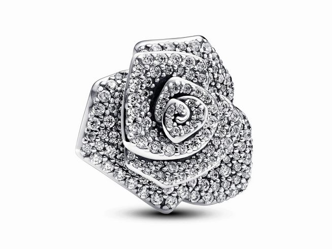 Pandora 793245C01 Große funkelnde blühende Rose - oversized Charm XXL - Silber - Zirkonia